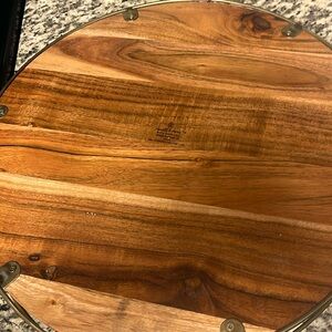 Hearth and Hand with Magnolia Wooden Tray with Brass Rim and Handles